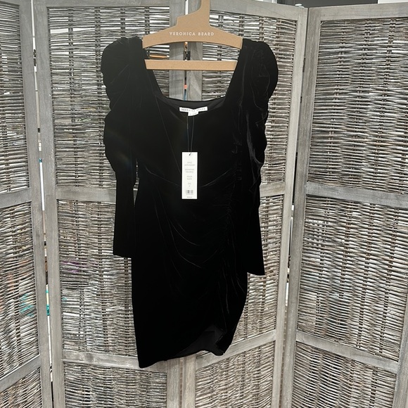 NWT Veronica Beard Toki Ruched Velvet Mini Dress Long Sleeves size 2 - Picture 6 of 11